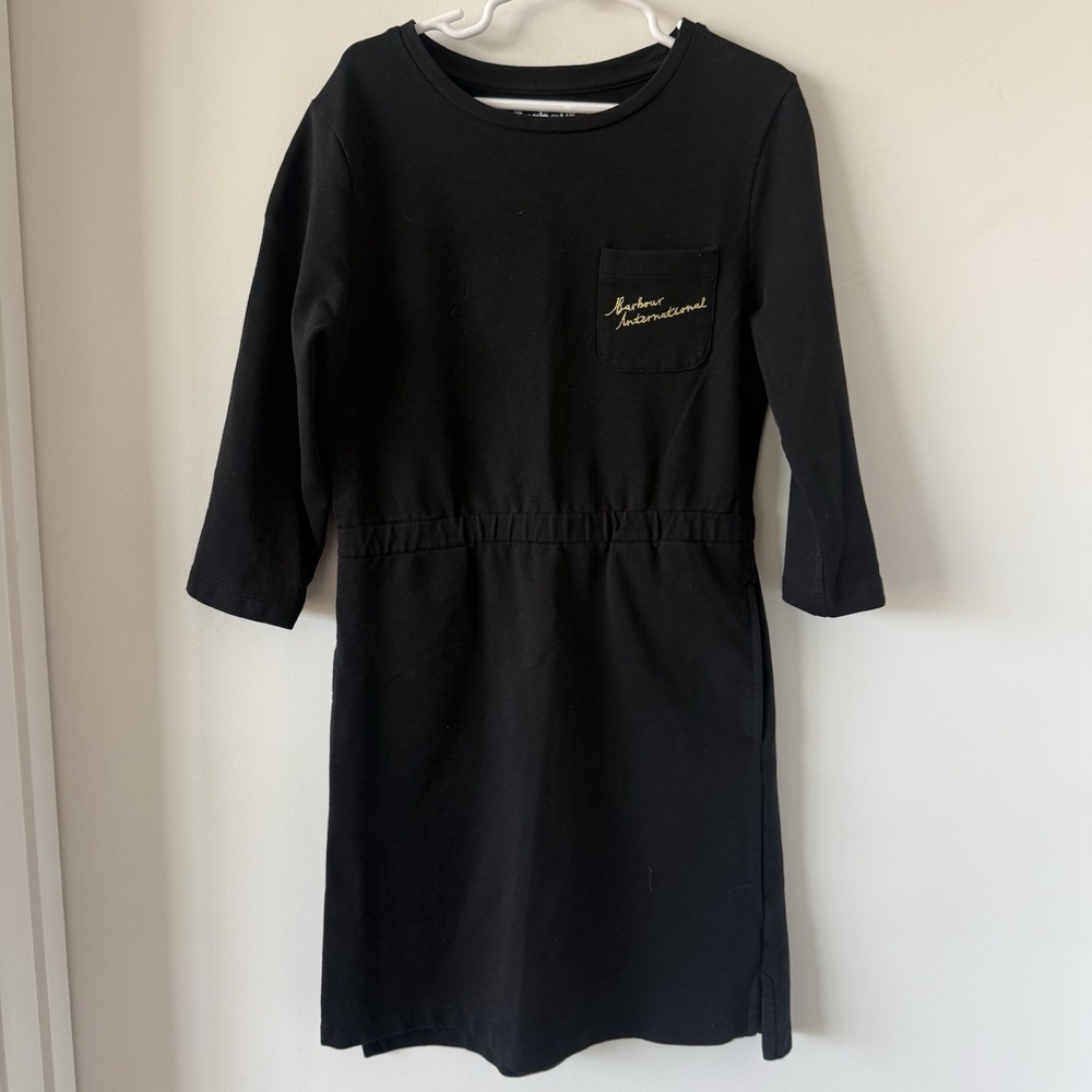 Barbour International Girls Black Sweatshirt Pocket Dress Size M Medium 8/9 YRS